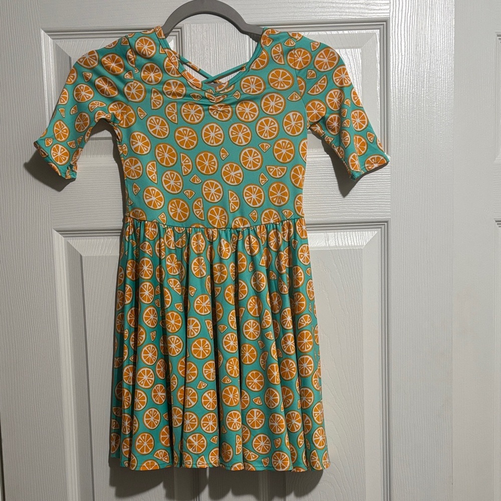 NWT- Dot Dot Smile Kids Orange and Teal Dress